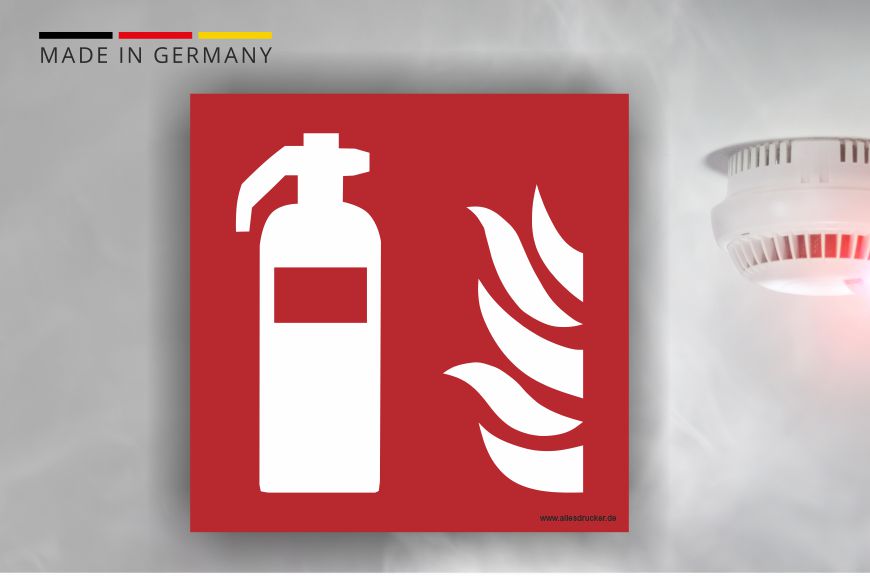 Brandschutzzeichen - Feuerlöscher - nach DIN 7010-F001 ☆  Brandschutzschilder Online