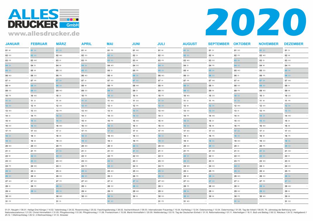 Wandkalender Und Jahresplaner 2020 Mit Ihrer Werbung