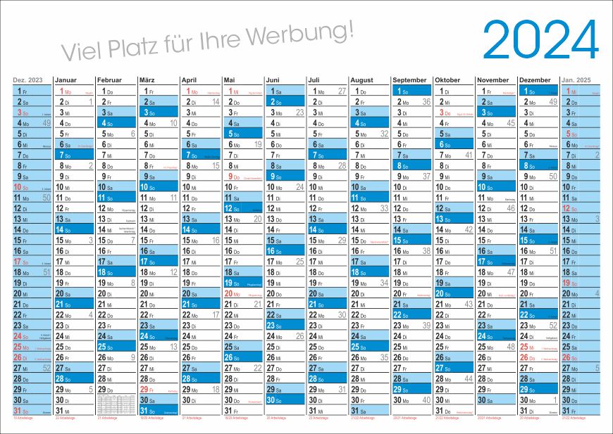 Kalendarium 2024 - DIN A1 für Wandkalender 2024 mit 14 Monaten