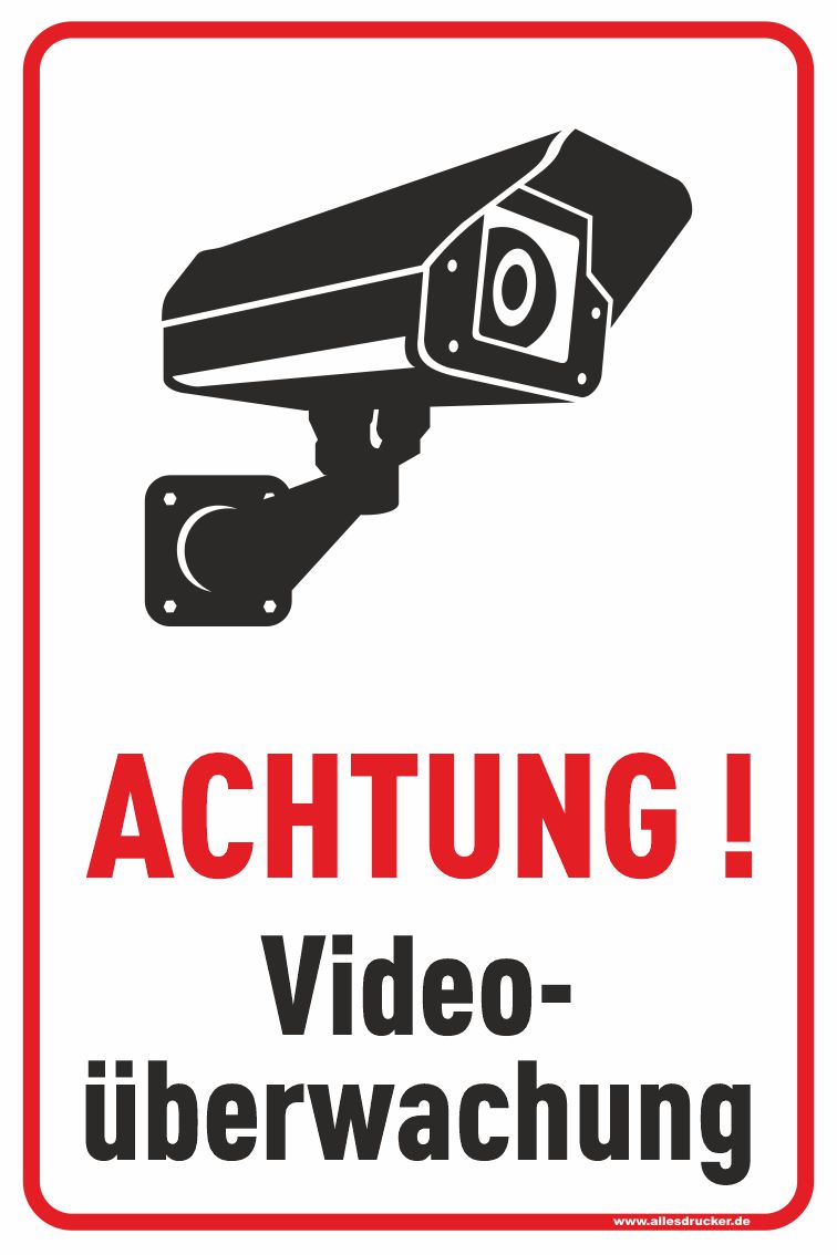 Videoüberwachung Schild ACHTUNG! Videoüberwachung ☆ günstig vom  Allesdrucker