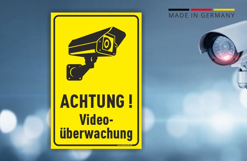 Videoüberwachung Schild ACHTUNG! Videoüberwachung gelb